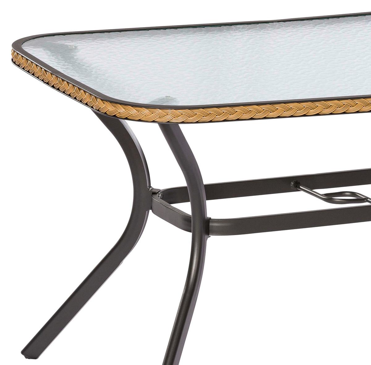 Gartentisch Ravenna Metall/ Glas L: 150 Cm - Graphitfarben/Naturfarben, ROMANTIK / LANDHAUS, Glas/Metall (150/85/80cm) - Gardenson