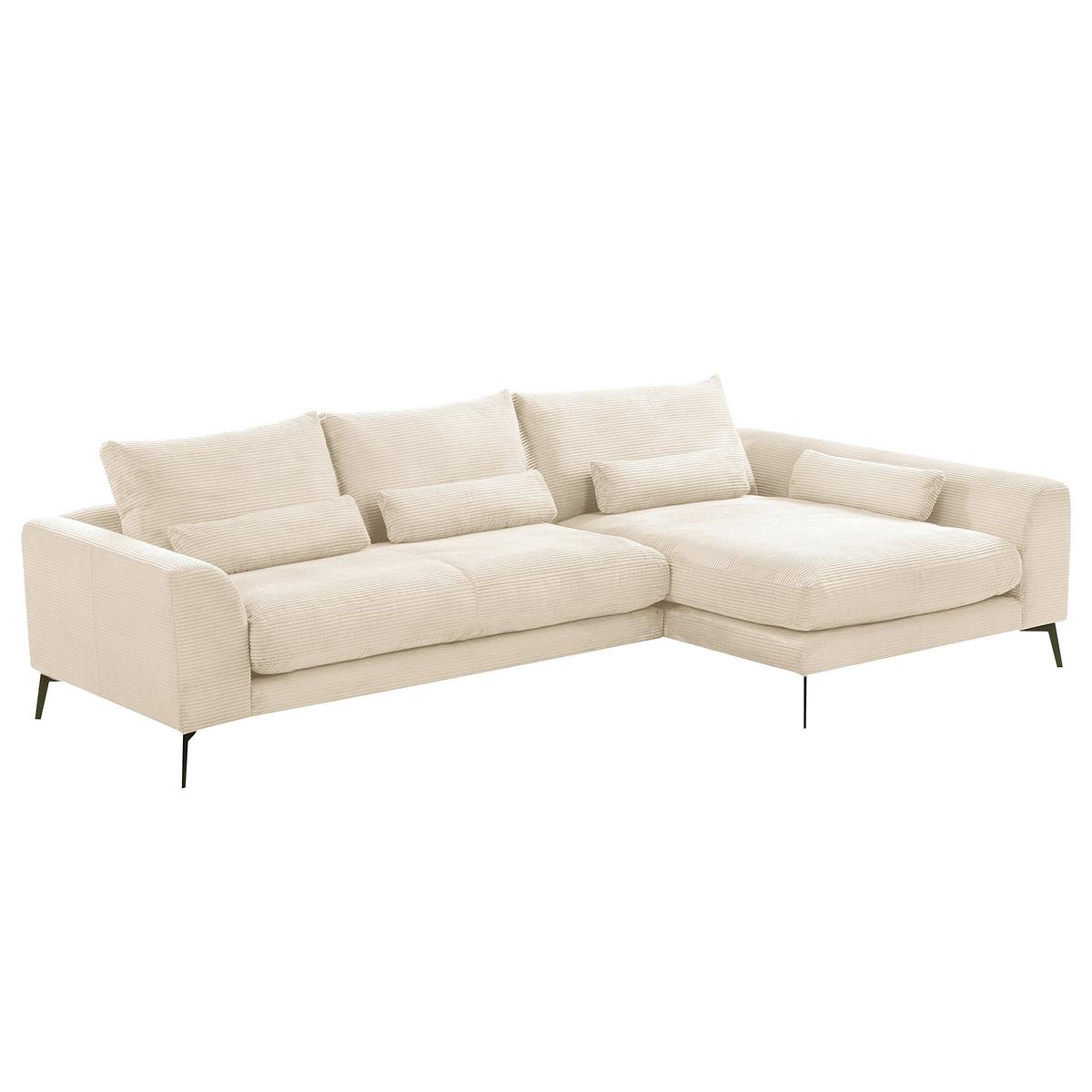 Ecksofa Berlin Cord Creme 313x172 cm - Creme/Schwarz, Design, Textil (313/172cm) - P & B