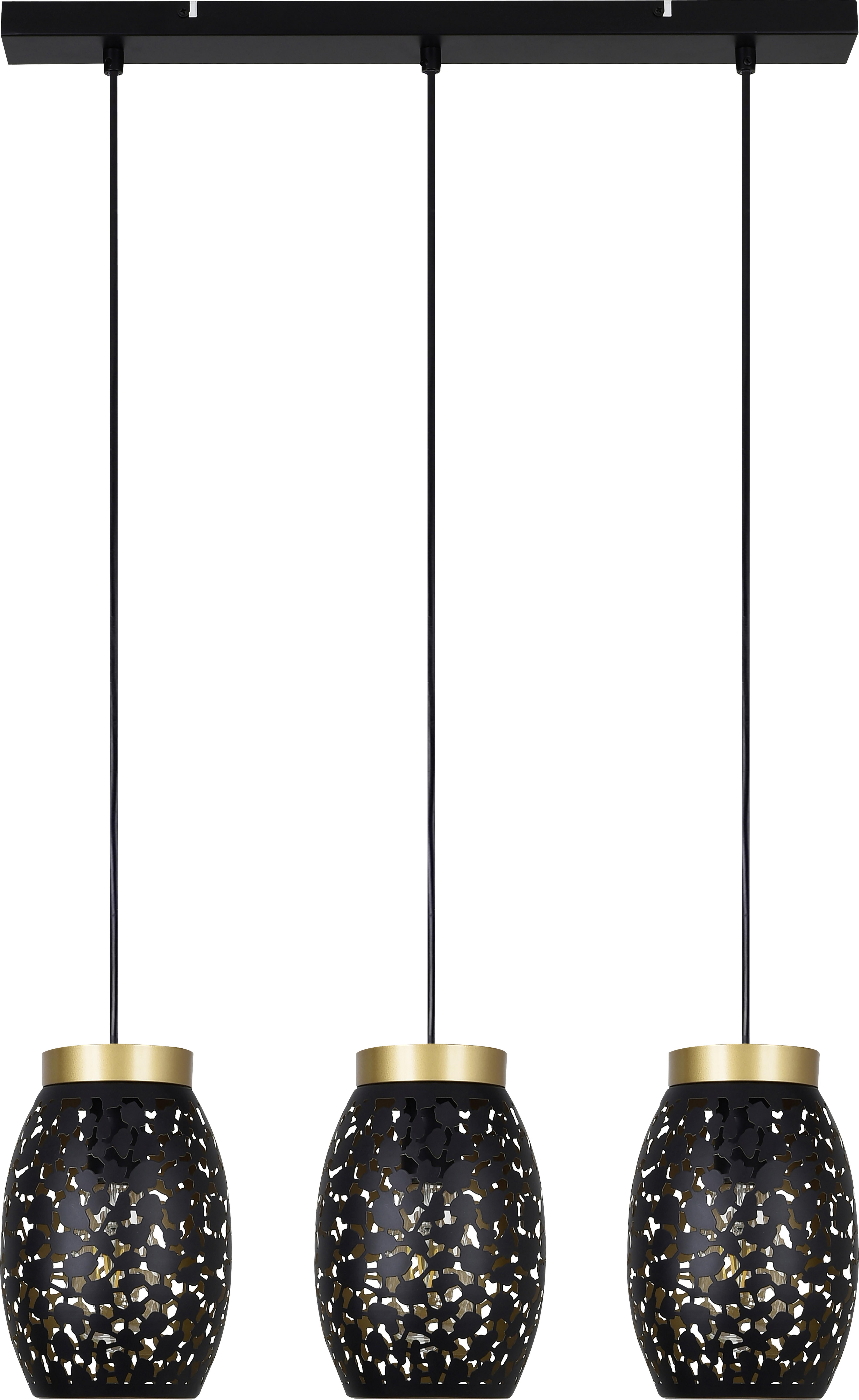 Hängeleuchte Alba H: 120 Cm 3-Flammig, Schwarz/goldfarben - Goldfarben/Schwarz, ROMANTIK / LANDHAUS, Metall (58/120/6cm) - James Wood