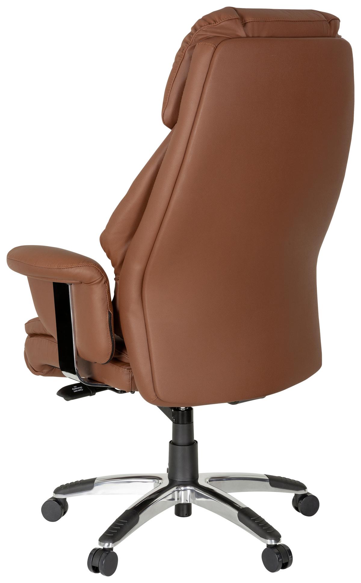 Chefsessel Prado Braun - Chromfarben/Braun, MODERN, Leder/Kunststoff (63/140/52cm) - MID.YOU