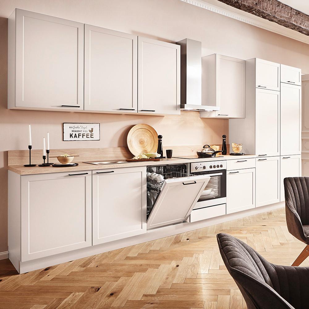 Kuchyňský blok HOME šířka cca 420 cm - barvy dubu/černá, Romantický / Rustikální, kov/kompozitní dřevo (420cm) - Express-Kuechen