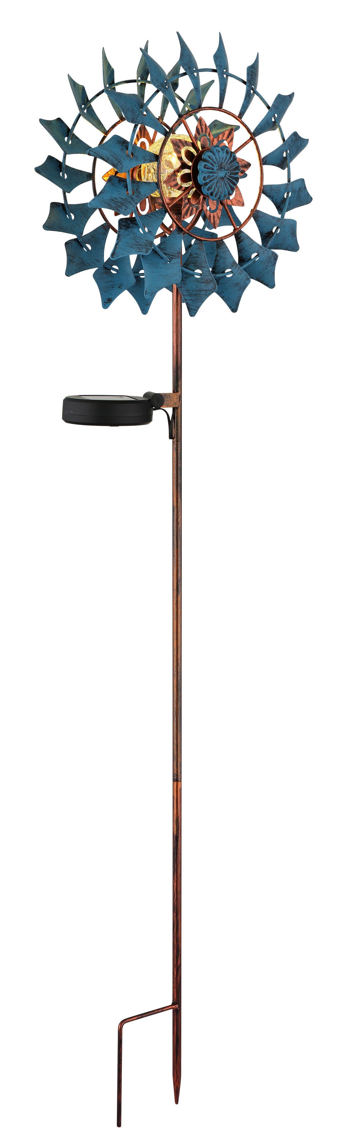 Solarleuchte 3000k, Warmweiß - Blau/Klar, Design, Glas/Metall (22,5/11,5/92cm) - Globo