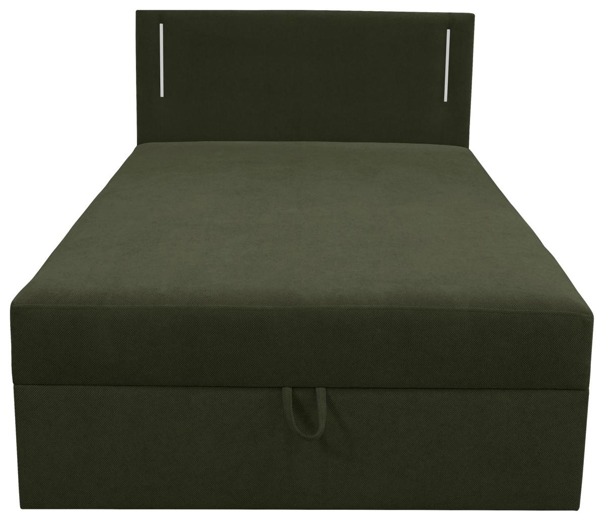 Boxbett Carlos 120 Dunkelgrün B: 121 cm - Dunkelgrün/Schwarz, Basics, Holzwerkstoff/Textil (121/110/210cm) - Livetastic