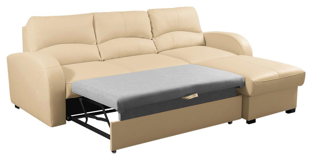 Ecksofa Tilo Beige S: 227 Cm - Beige/Schwarz, Design, Leder/Textil (227/168cm) - Livetastic