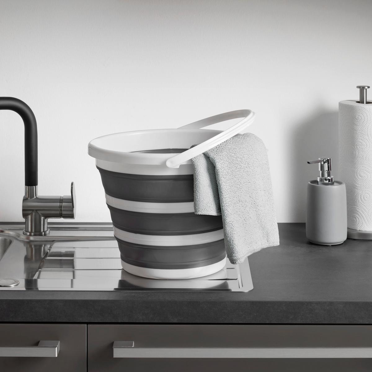 Vedro FOLDY - CA. 9L - sivá/biela, Konventionell, plast (33/24cm) - Mömax