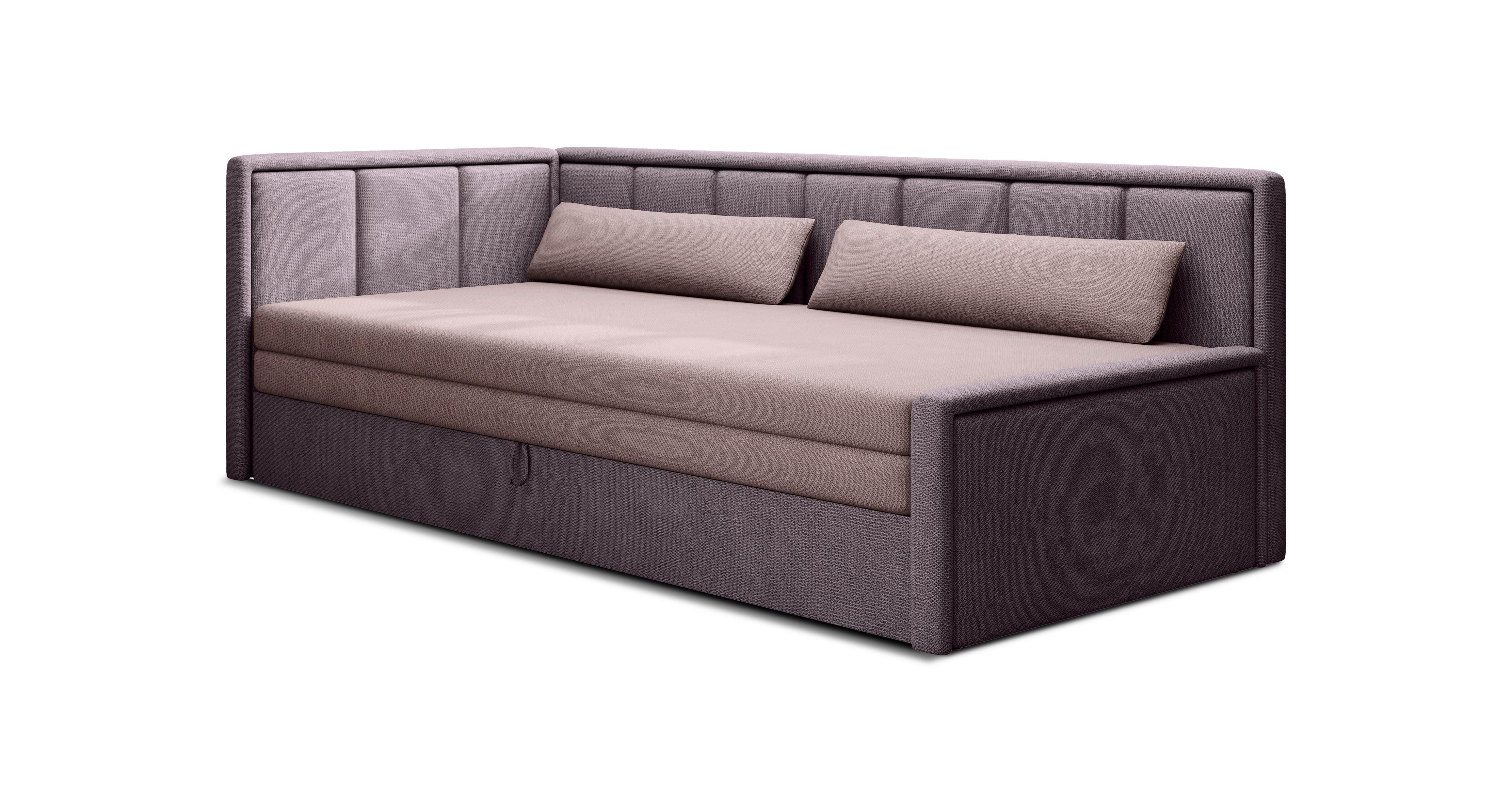 Récamiere Fulgeo Links Lila, Rosa, B: 214 - Lila/Schwarz, Design, Textil (82/77/214cm) - MID.YOU