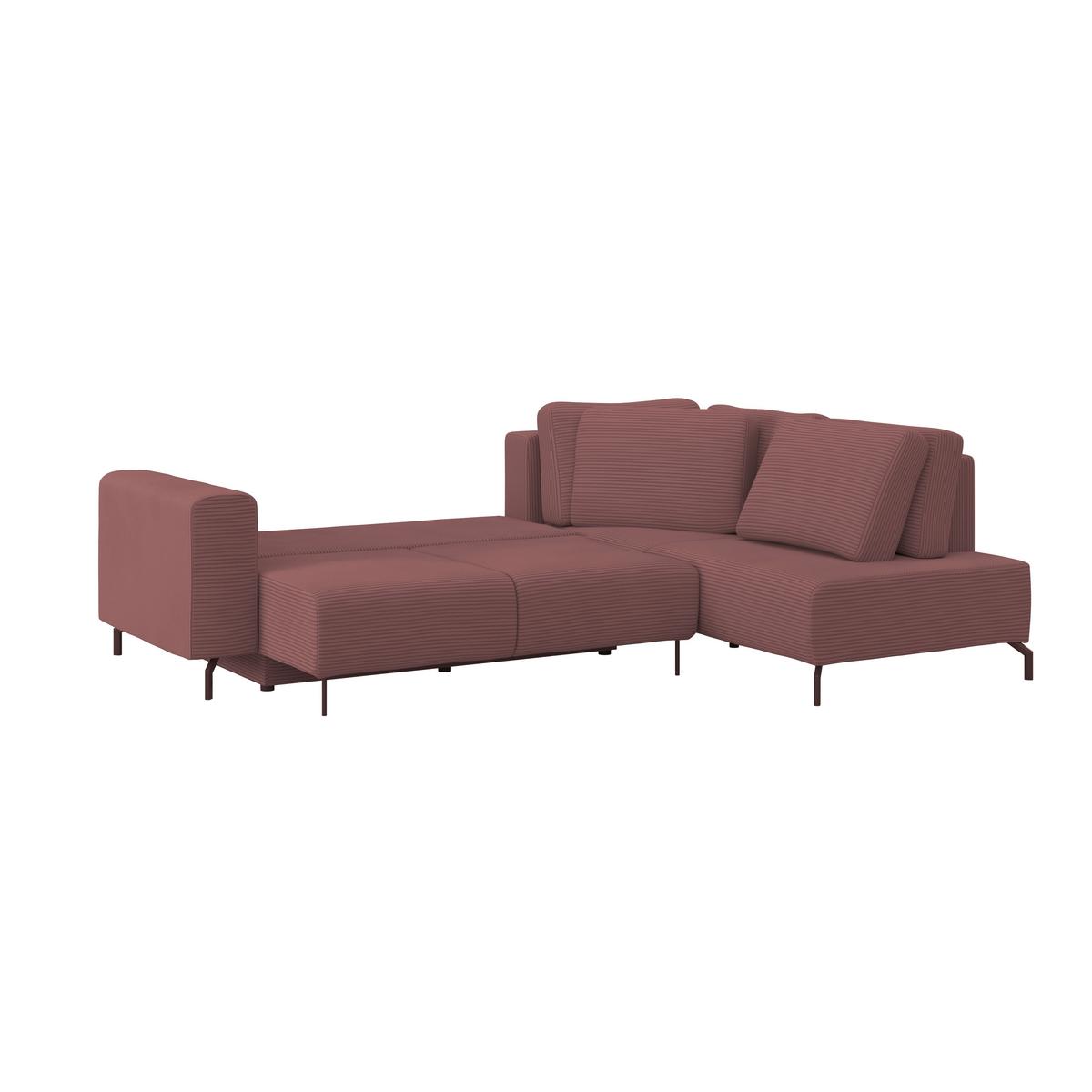 Rohová sedačka VENI, pravá, starorůžový manšestr - starorůžová/černá, Moderní, textil (272/210cm) - Ondega
