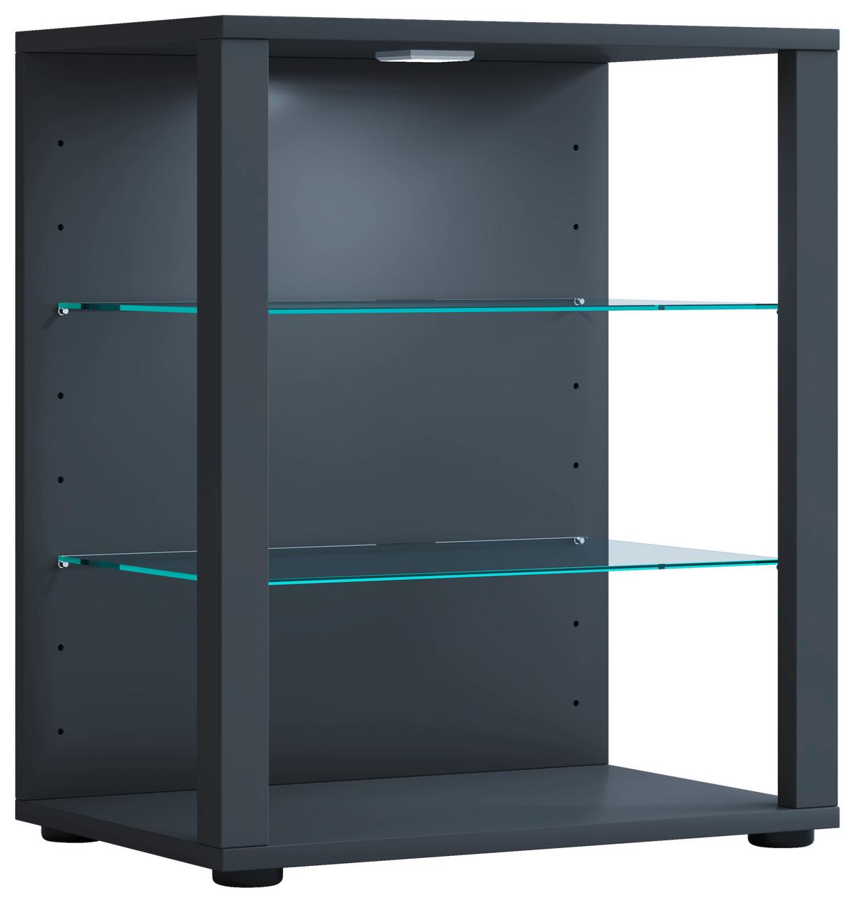 Vitrine Glasol S B: 52 cm Anthrazit - Anthrazit/Schwarz, MODERN, Glas/Holzwerkstoff (52/60/35cm) - MID.YOU