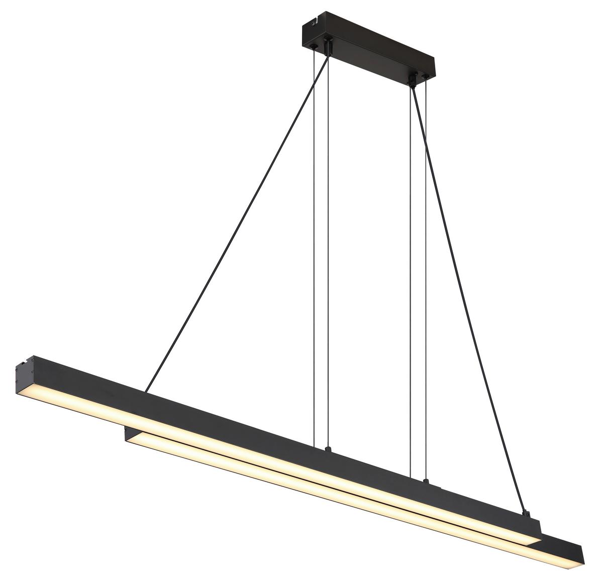 LED-Hängeleuchte 15537 - Opal/Schwarz, Design, Kunststoff/Metall (171/7/120cm) - Globo