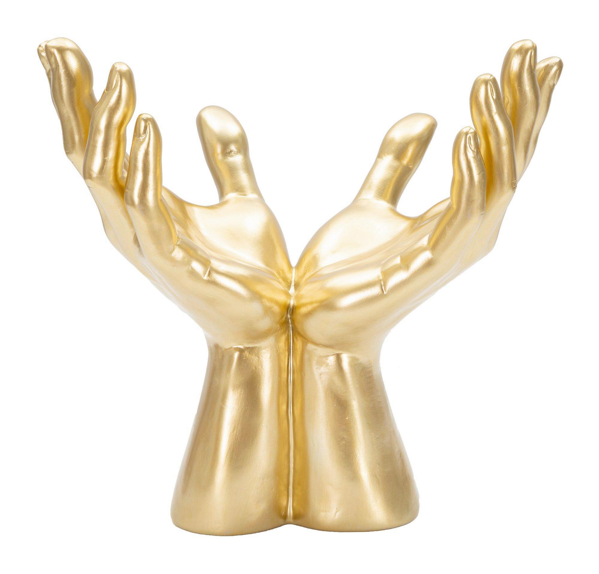 Skulptur Peace Hands goldfarben, B: 25 cm