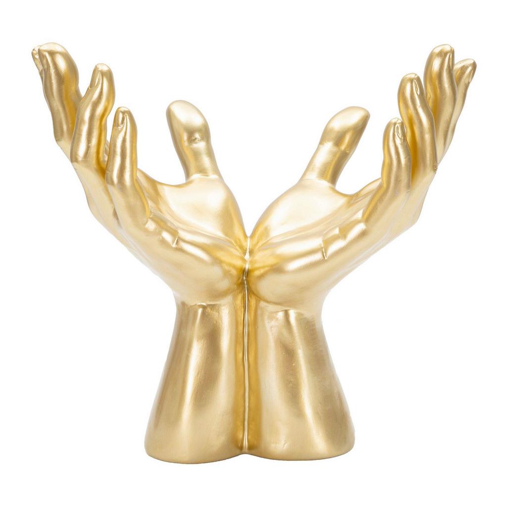 Skulptur Peace Hands goldfarben, B: 25 cm