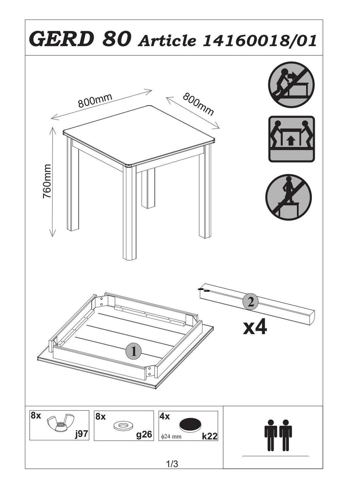 Étkezőasztal Gerd 80 Giga - tölgyfa színű, Modern, fa (80/76/80cm)