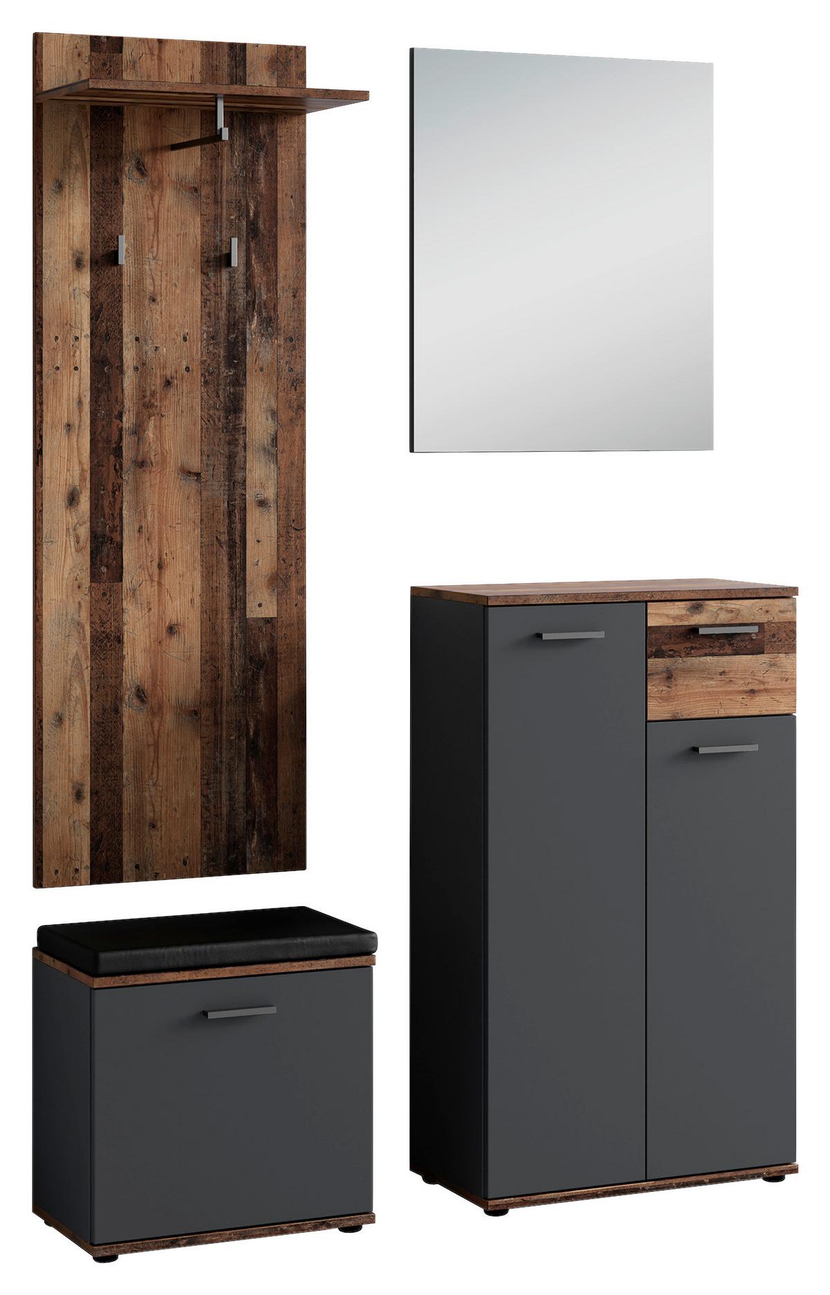Garderobe Jakob 4-Teilig Alteiche/Anthrazit B: 60 cm - Alteiche/Anthrazit, Design, Holzwerkstoff (60/102/30cm) - MID.YOU