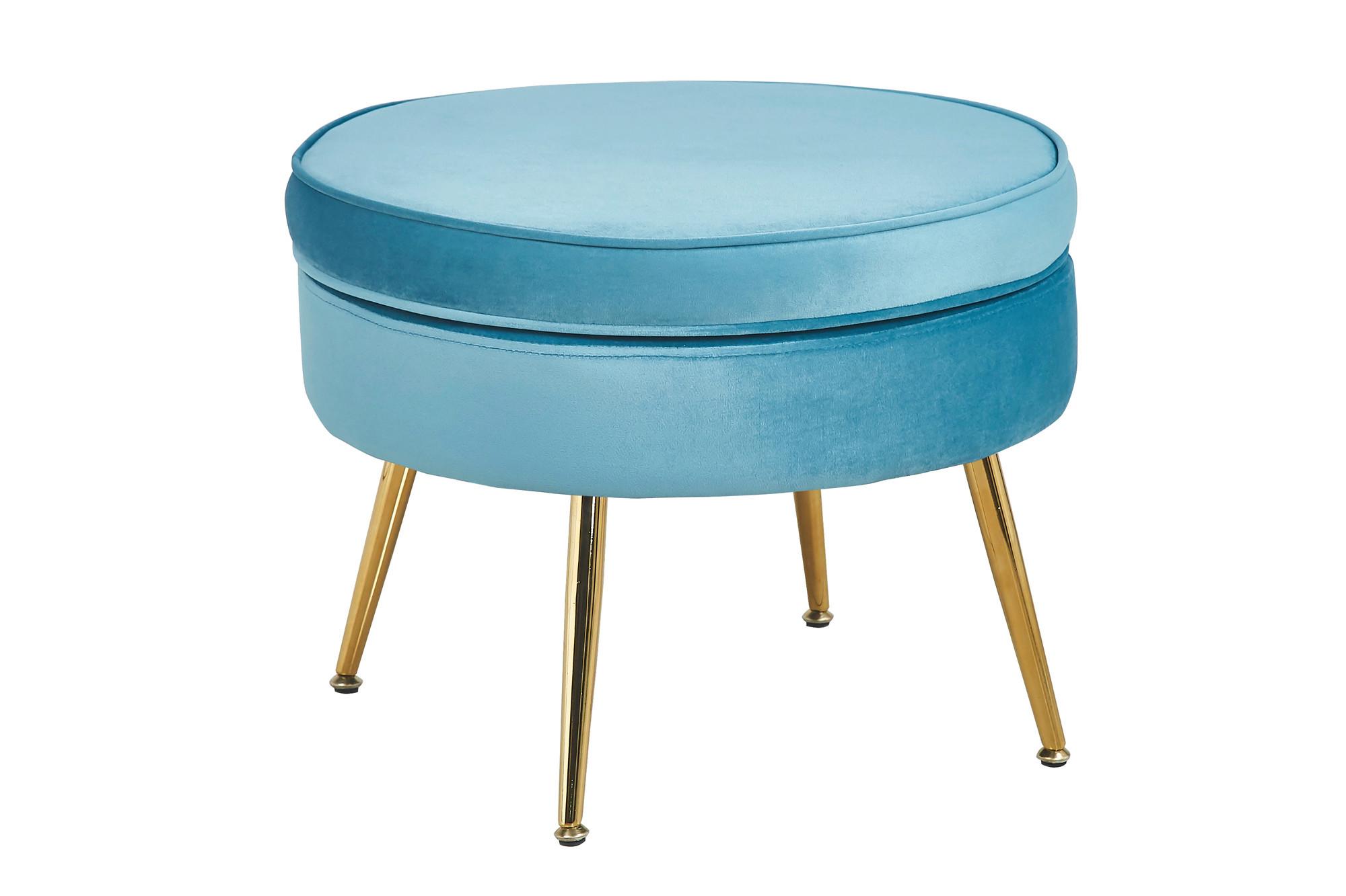 Hocker Blau B: 52 Cm - Blau/Goldfarben, MODERN, Textil (52/41/52cm) - Livetastic