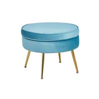 Hocker Blau B: 52 Cm - Blau/Goldfarben, MODERN, Textil (52/41/52cm) - Livetastic