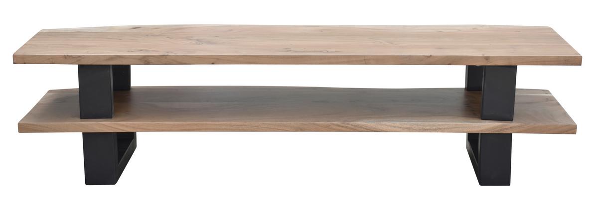 LOWBOARD Mangoholz/Metall B: 140cm - Schwarz/Naturfarben, Design, Holz/Metall (140/36/40cm) - MID.YOU