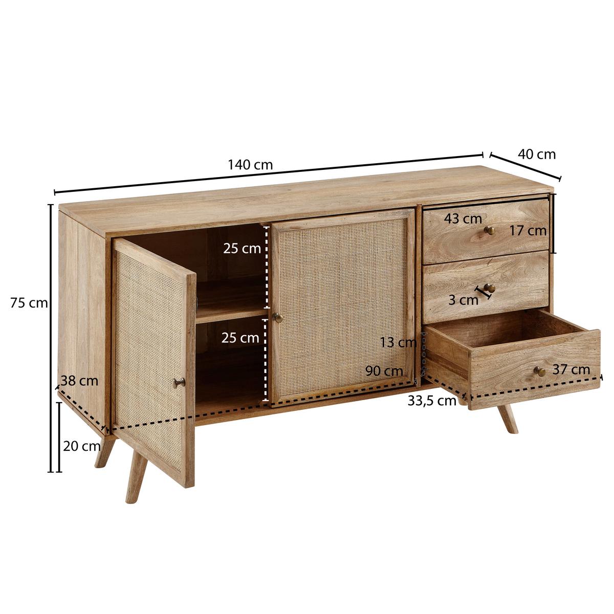 Sideboard Mangoholz Braun B: 140 Cm - Braun, Design, Holz (140/75/40cm) - MID.YOU