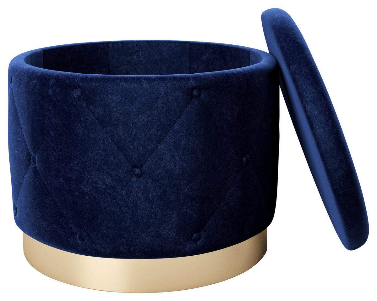 Pouf Liz Samt Blau/goldfarben Dxh 50x40 Cm Mit Stauraum - Goldfarben/Dunkelblau, LIFESTYLE, Textil (50/40/50cm) - Playboy
