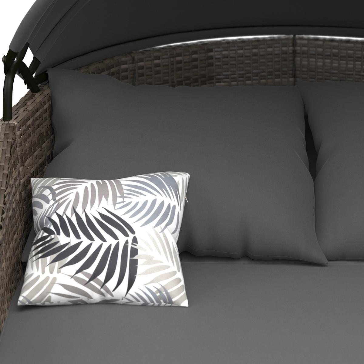 Sonneninsel Rio Grau/Schwarz Metall/Kunststoff/Textil +dach - Schwarz/Grau, MODERN, Kunststoff/Textil (206/132/64cm) - Beldano