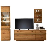 Wohnkombination Massiv 3-Tlg. Como Wildeiche - Wildeiche, Natur, Glas/Holz (246/202/51cm) - MID.YOU