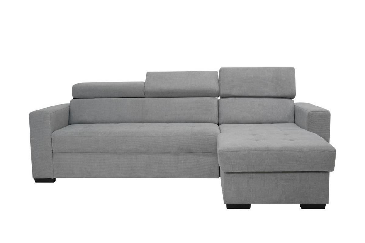 Rohová sedačka MARCO, oboustranná, šedý velur - šedá/černá, Konvenční, kov/dřevo (238/78-94/170cm)