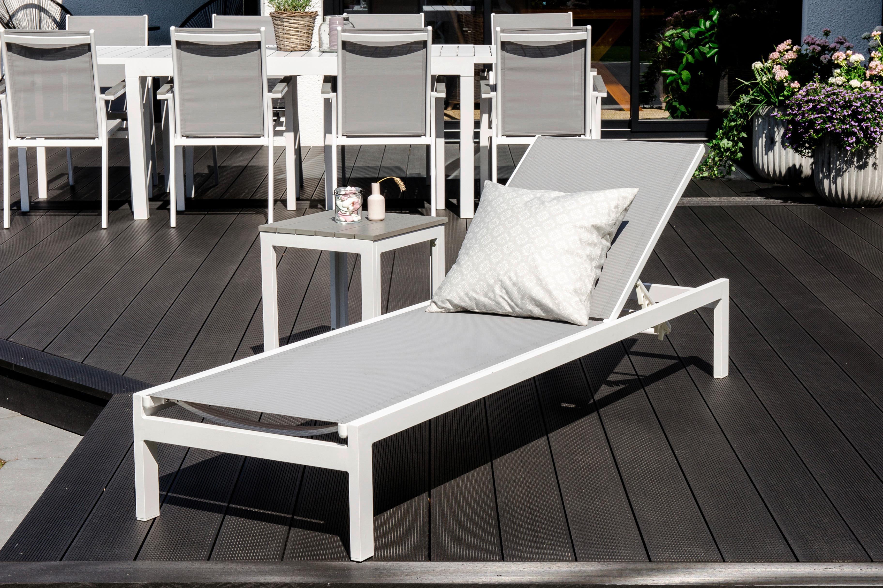 Sonnenliege Copacabana - Weiß/Grau, KONVENTIONELL, Metall (60/30/195cm) - Gardenson