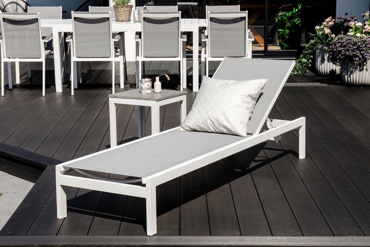 Sonnenliege Copacabana - Weiß/Grau, KONVENTIONELL, Metall (60/30/195cm) - Gardenson