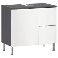 Waschbeckenunterschrank Gw-Mauresa B 60cm Weiß/Graphit - Chromfarben/Graphitfarben, KONVENTIONELL, Holzwerkstoff (60/56/34cm) - Germania