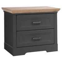 Nachkästchen Graphit/Eiche H: 54 cm Jasmin II - Schwarz/Graphitfarben, LIFESTYLE, Holzwerkstoff (64kg)