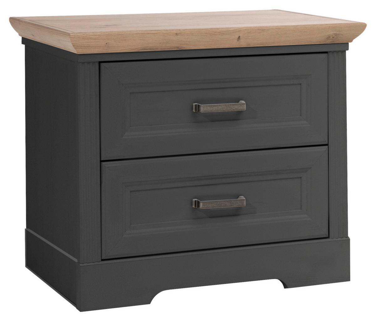 Nachkästchen Graphit/Eiche H: 54 cm Jasmin II - Schwarz/Graphitfarben, LIFESTYLE, Holzwerkstoff (64kg)