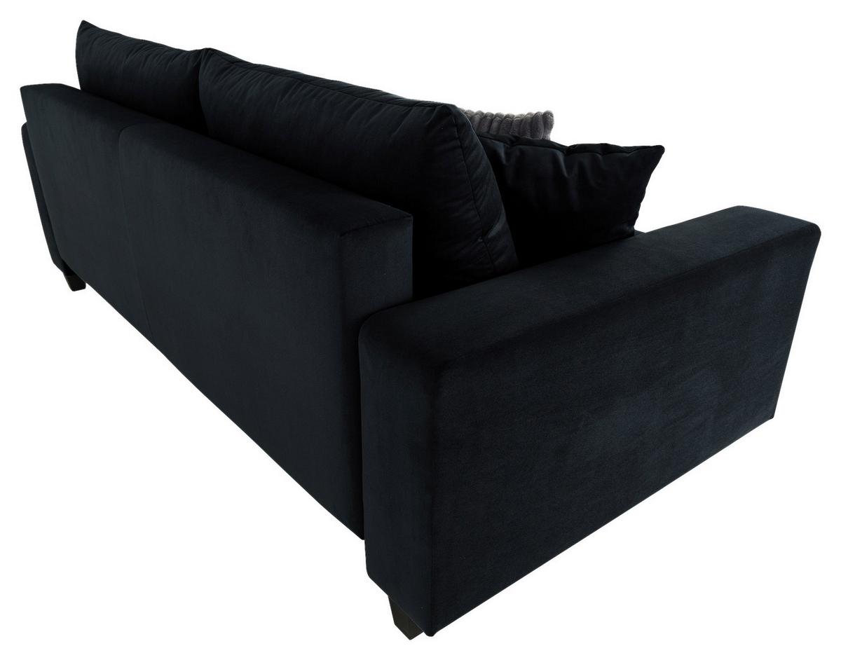 Ecksofa mit Bettfunktion Lily Velours schwarz, 240x119cm - Anthrazit/Schwarz, Trend, Holz/Holzwerkstoff (240/119cm) - Luca Bessoni