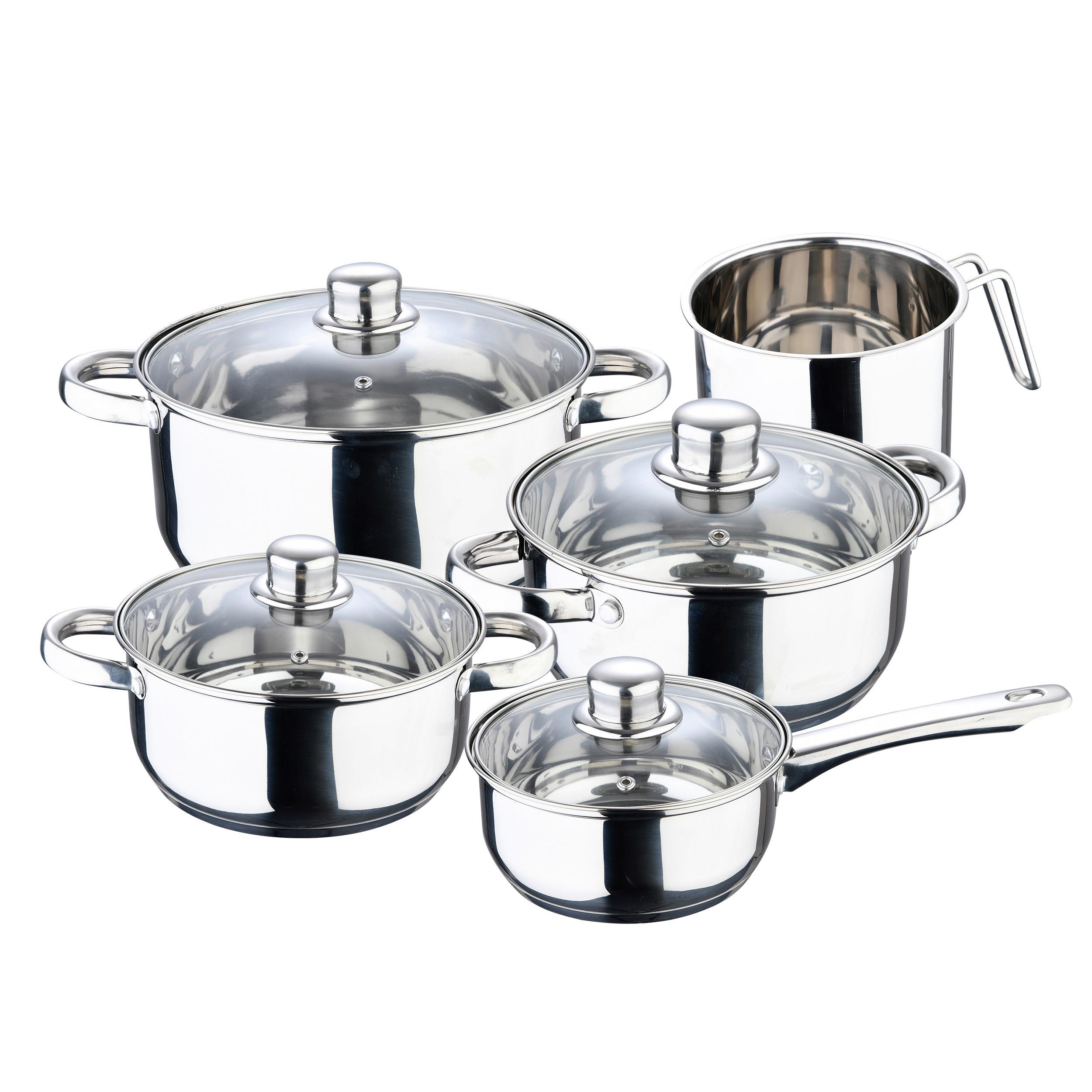Kochtopfset Edelstahl 9-teilig - Edelstahlfarben/Transparent, Basics, Metall (27,5/48,5/20,5cm)