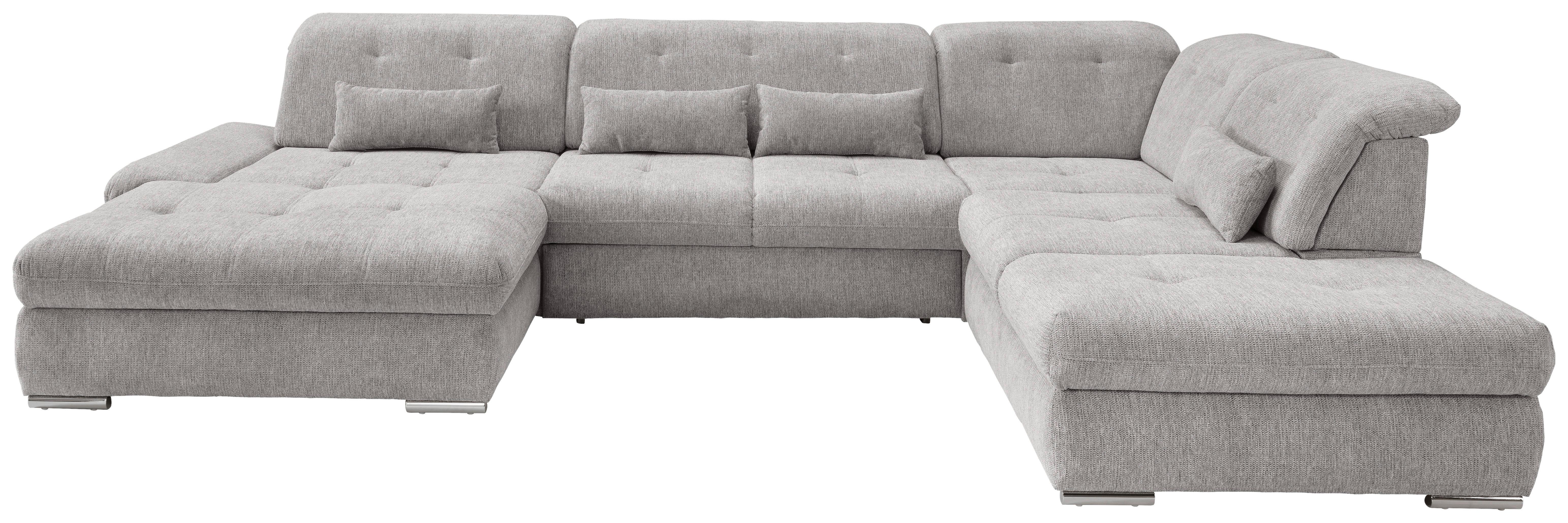 Wohnlandschaft Dalida Grau U: 195x376x254 Cm - Chromfarben/Grau, Design, Textil (195/376/254cm) - Livetastic