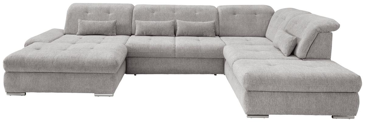 Wohnlandschaft Dalida Grau U: 195x376x254 Cm - Chromfarben/Grau, Design, Textil (195/376/254cm) - Livetastic