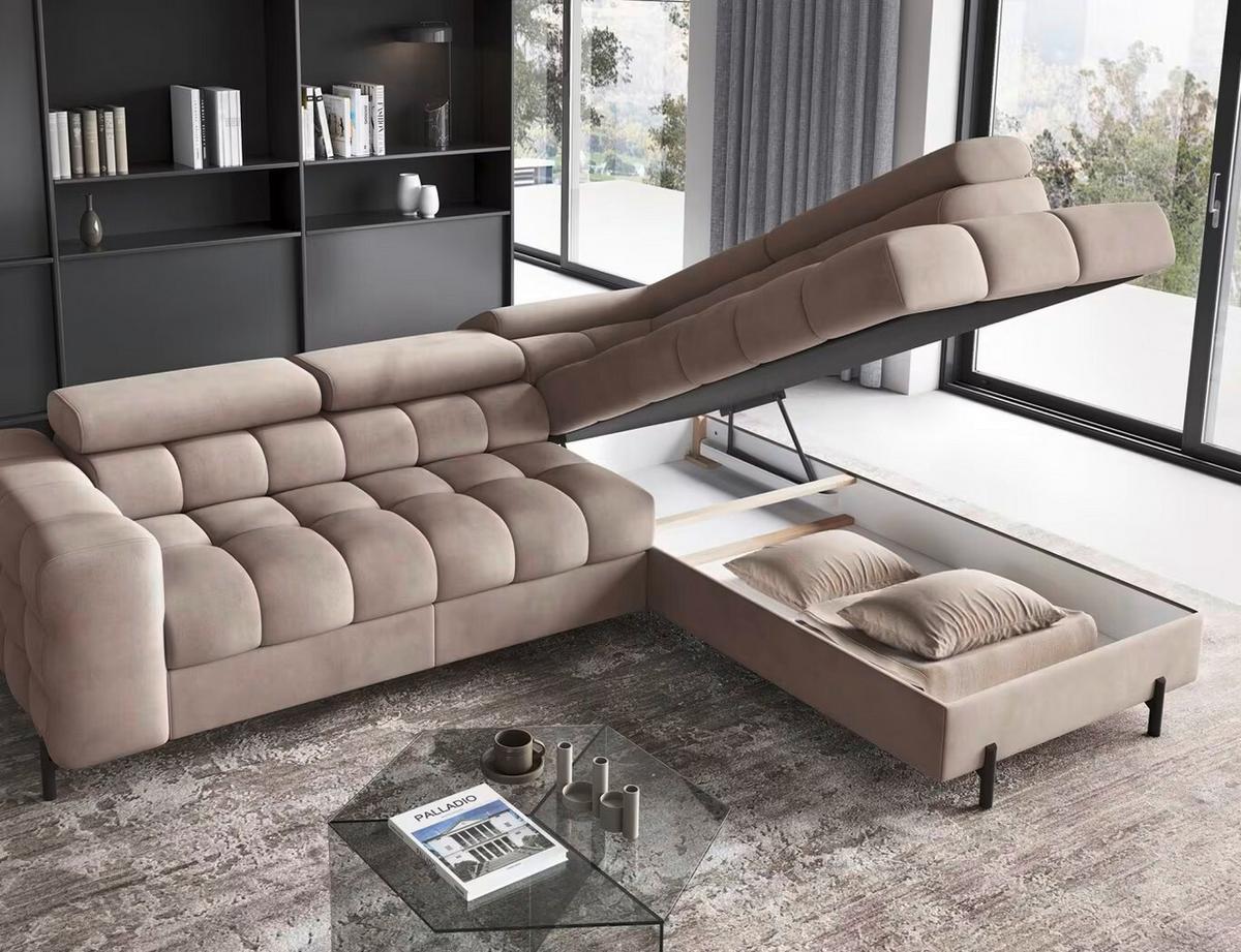 Ecksofa Ferucce Beige S: 276x200 Cm - Beige/Schwarz, Design, Textil (276/200cm) - MID.YOU