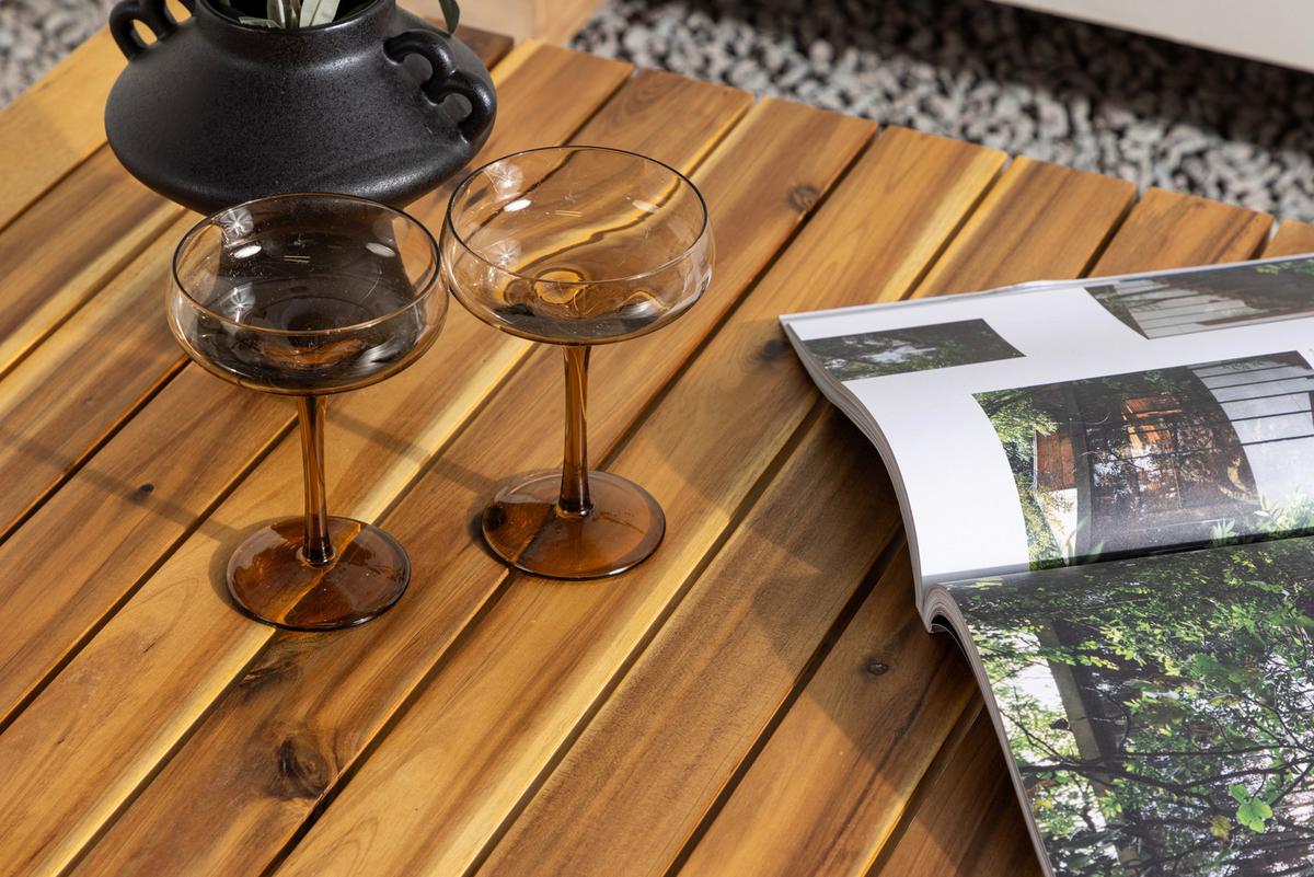 Loungetisch Penh Aus Stahl Und Echtholz - Naturfarben, KONVENTIONELL, Holz/Metall (100/65/40cm) - Gardenson