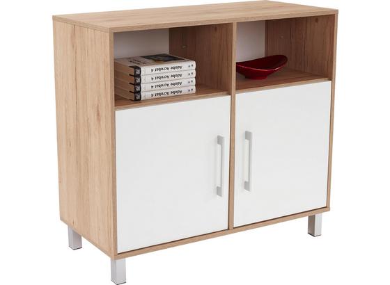 Komód Box - Tölgyfa/Fehér, modern, Faalapú anyag (98/85/40cm) Komód Box - Tölgyfa/Fehér, modern, Faalapú anyag (98/85/40cm)