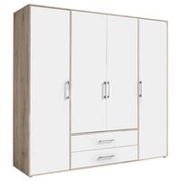 Drehtürenschrank 206cm Lembo San Remo/weiß - Weiß/Eiche San Remo, KONVENTIONELL, Holzwerkstoff (206/195/60cm)