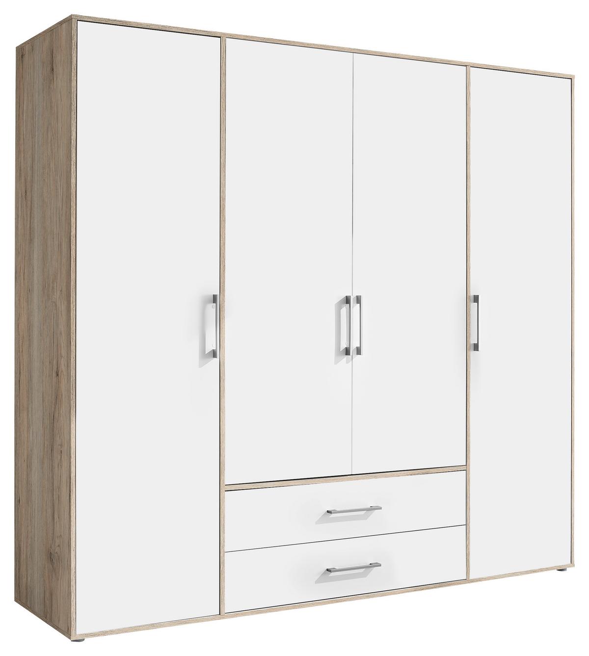 Drehtürenschrank 206cm Lembo San Remo/weiß - Weiß/Eiche San Remo, KONVENTIONELL, Holzwerkstoff (206/195/60cm)