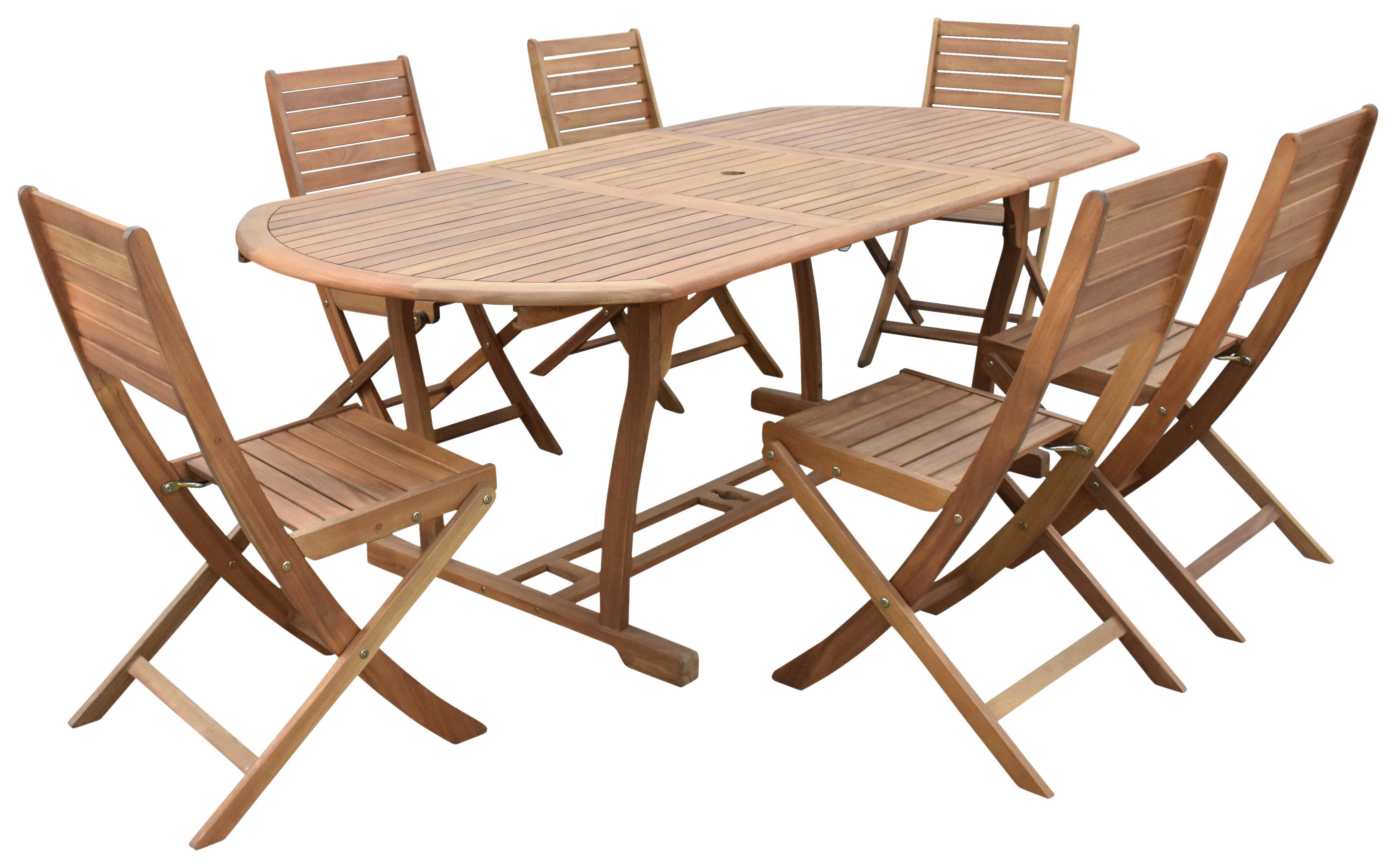 Gartengarnitur 7-Tlg. Kiel Holz - Teakfarben, Natur, Holz (160-220/100/74cm) - James Wood