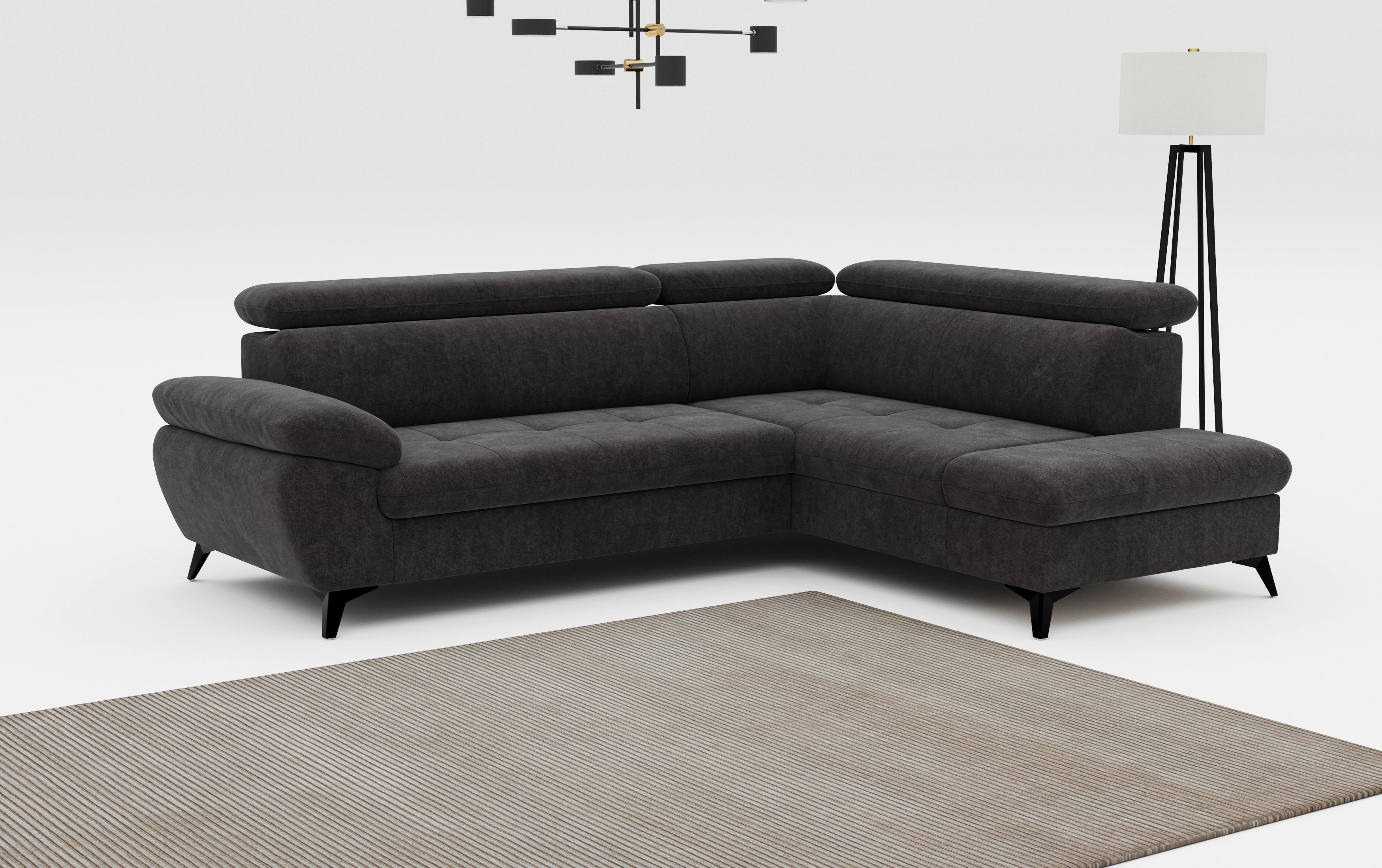 Ecksofa mit Bettkasten Hudson 265x207 cm Dunkelgrau - Schlammfarben/Dunkelgrau, Textil (265/207cm) - MID.YOU