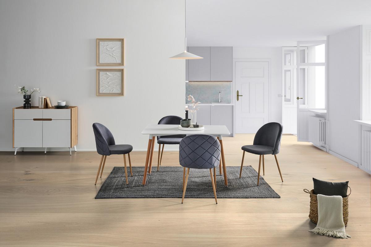 Tischgruppe Ilana - Buchefarben/Weiß, LIFESTYLE, Holz/Holzwerkstoff (120/51/75/83/80/57cm) - Livetastic