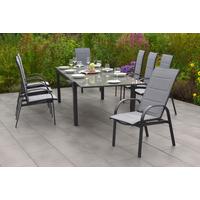 GARTENSET MARINI - Graphitfarben/Grau, MODERN, Glas/Textil - Gardenson