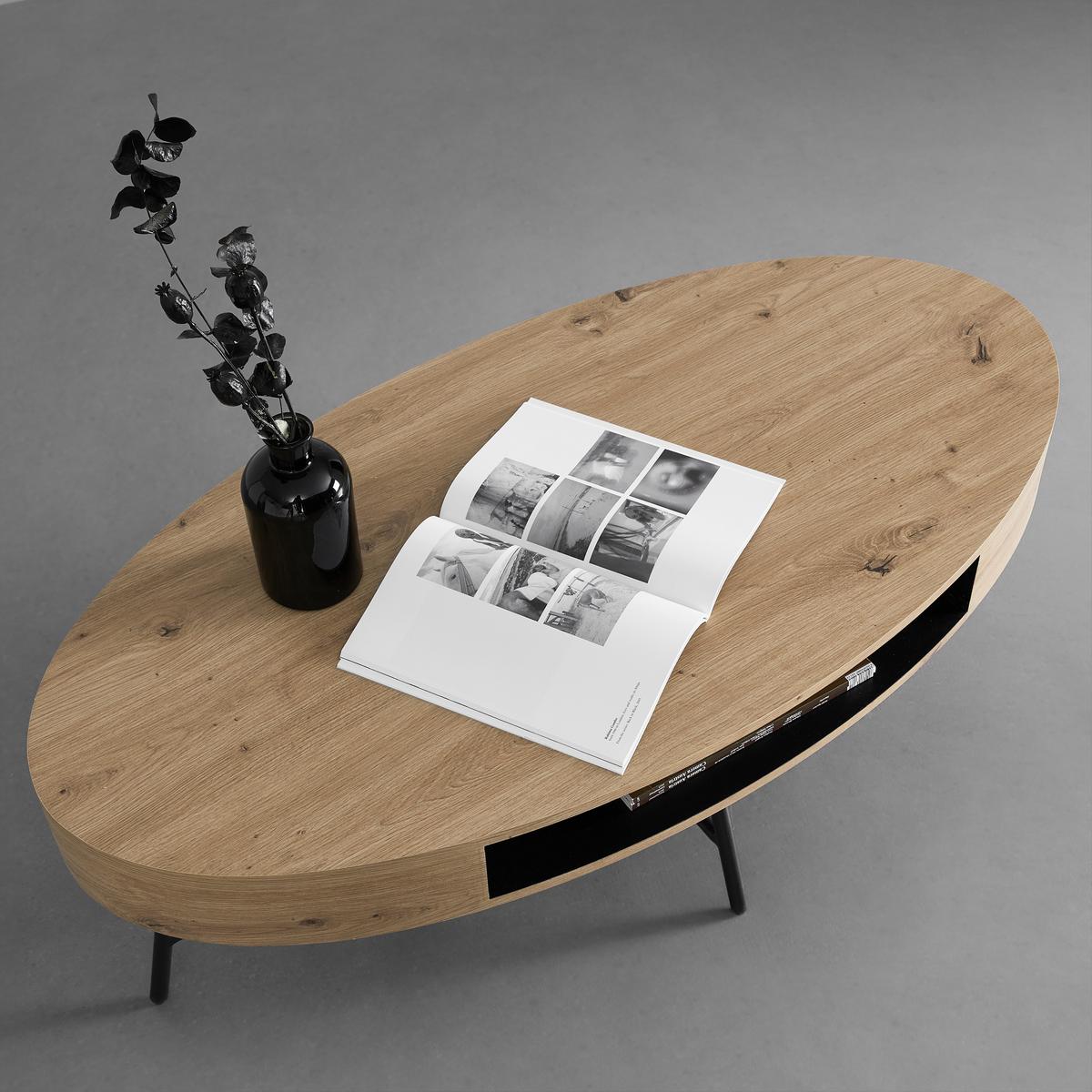 Konferenční stolek EMILIA - černá/barvy dubu, Moderní, kov (120/60/40cm) - Bessagi Home