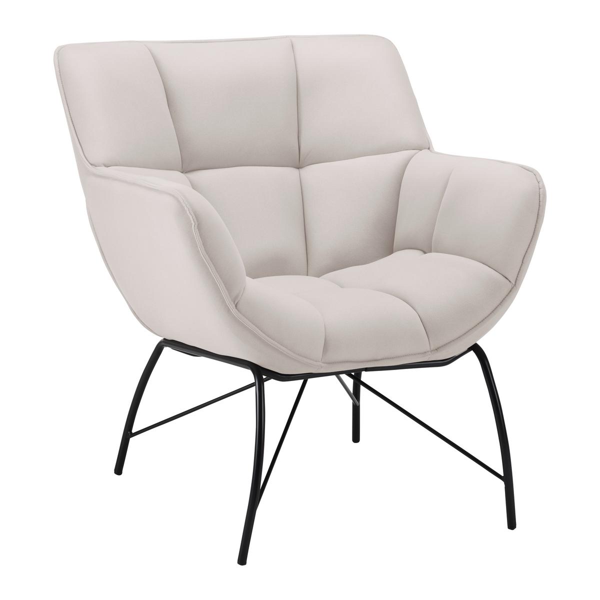 Křeslo ROBIN světlešedé - černá/světle šedá, Moderní, kov/textil (72/78/81cm) - Bessagi Home