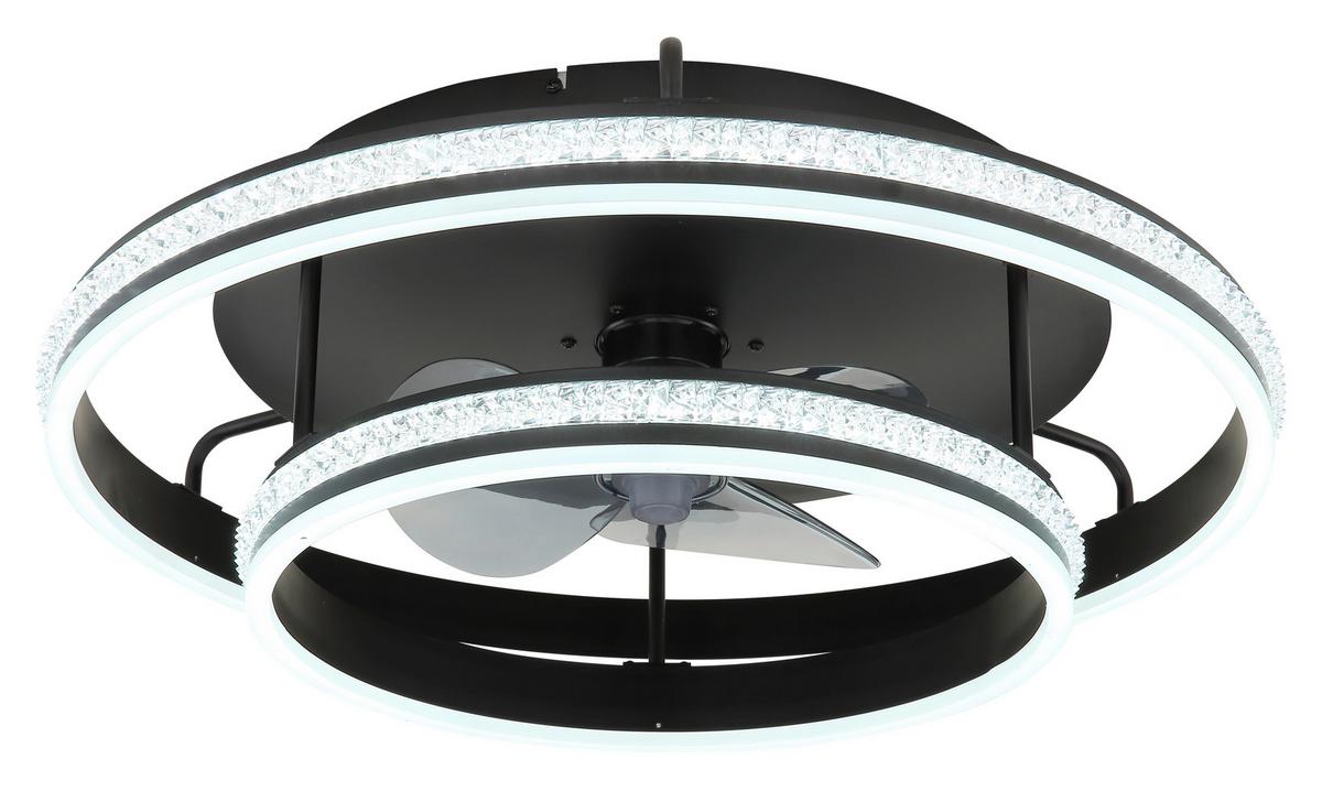 Deckenventilator 230V, 40W, ca. 60x20 cm - Klar/Schwarz, Design, Kunststoff/Metall (60/20cm) - Globo