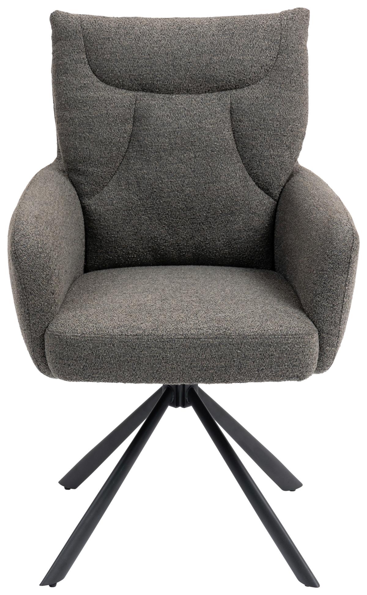 Armlehnstuhl Emine Braun Sitzfl. 180° drehbar, B: 60cm - Schwarz/Braun, KONVENTIONELL, Textil/Metall (60/92/67cm) - MID.YOU