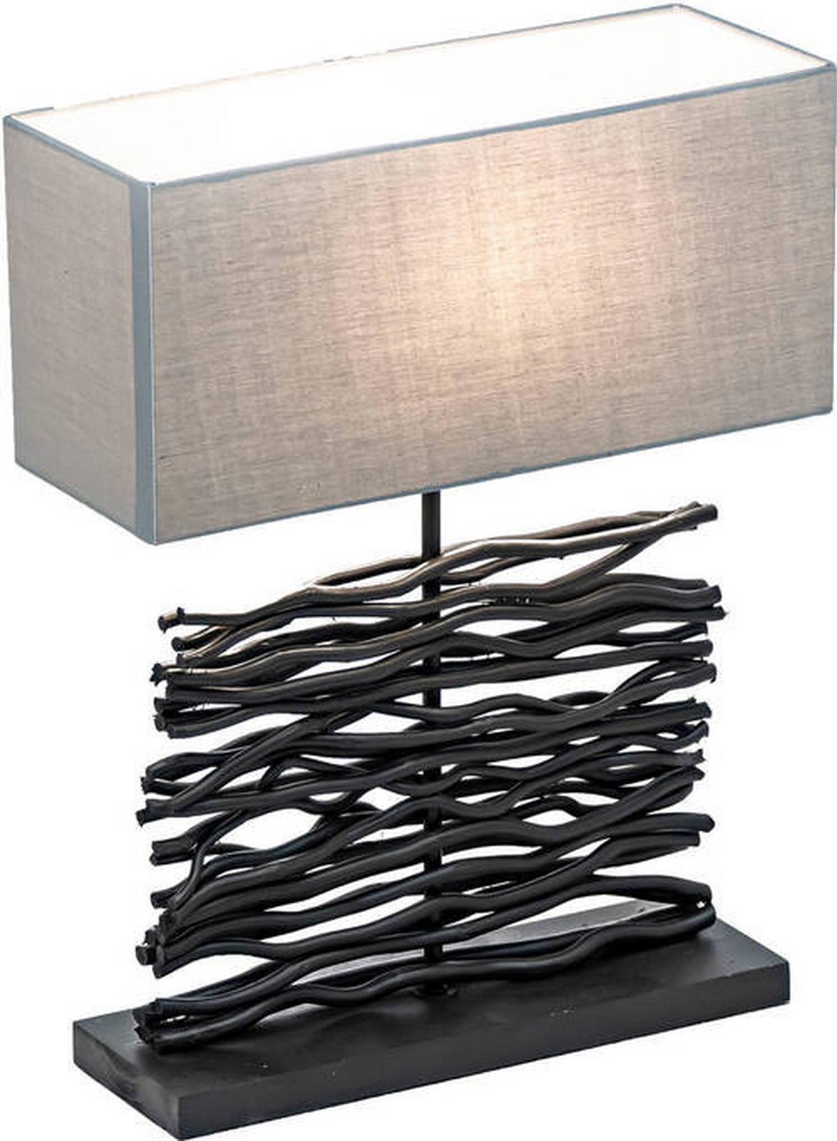 Tischleuchte 21648b - Schwarz/Grau, Basics, Holz/Textil (40/15/50cm) - Globo