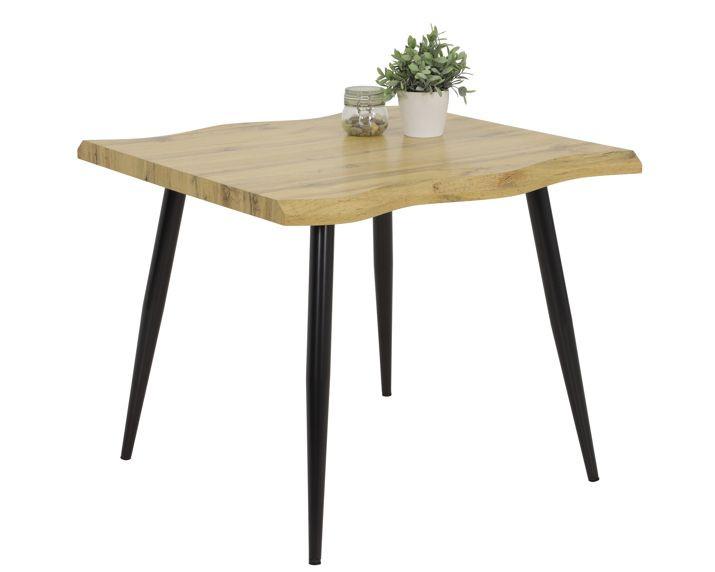 Jedálenský stôl 90x90cm dekor dub divý/kov - čierna/divoký dub, Design, kov/kompozitné drevo (90/76/90cm)