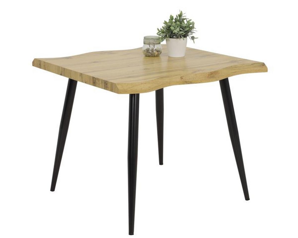 Jídelní stůl Gabi 90 - divoký dub/černá, Design, kov/kompozitní dřevo (90/76cm)